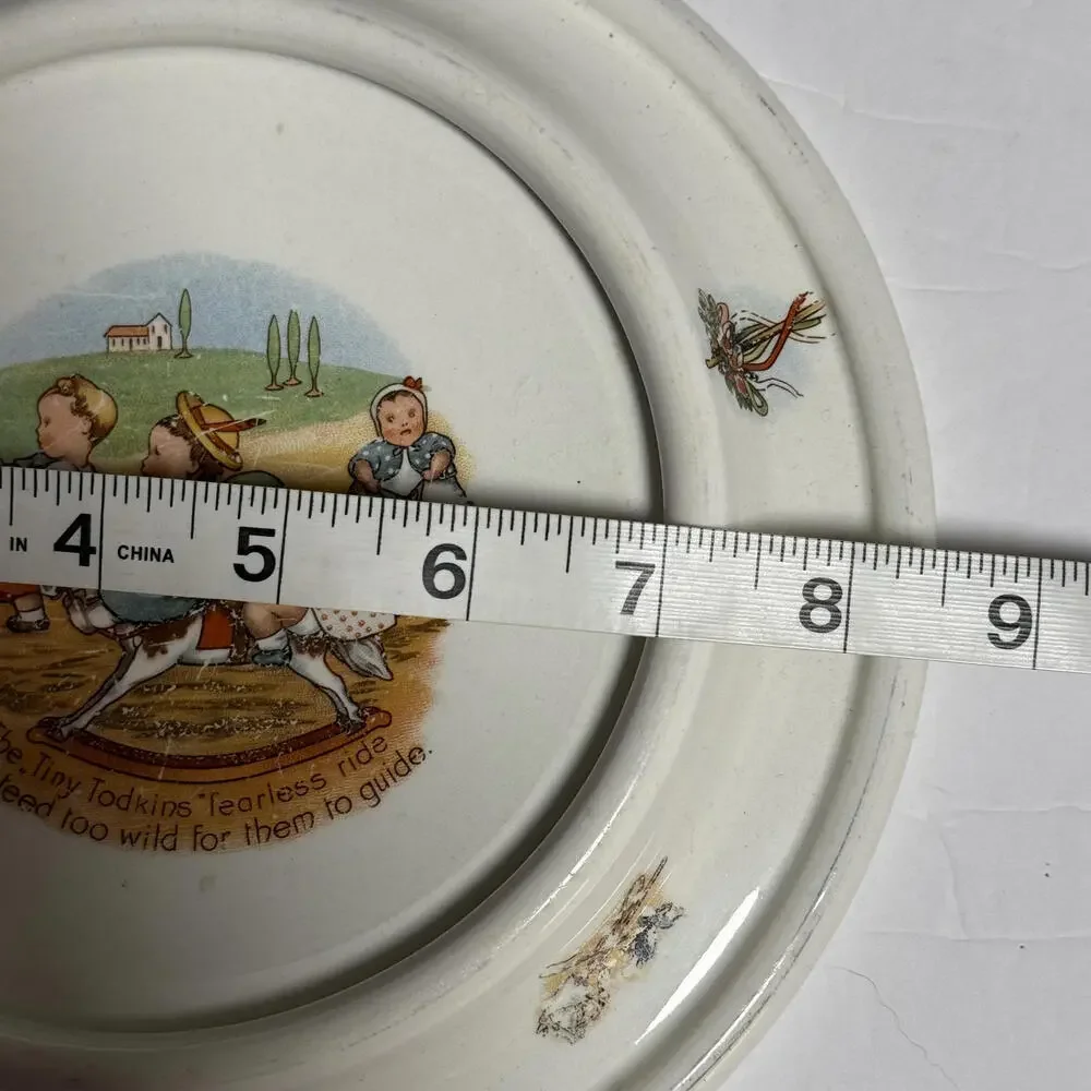 Royal Baby Plate Co The tiny todkins fearless ride 1905‎ VTG Collectible Antique